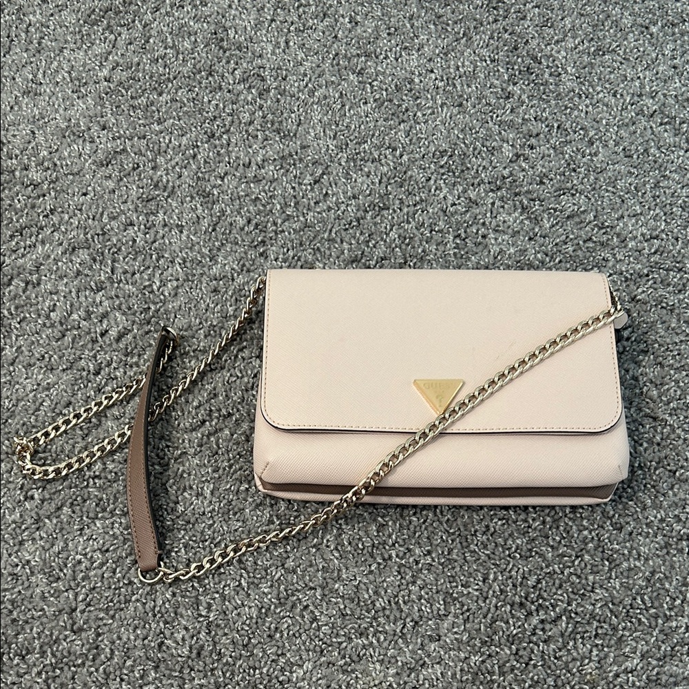 Guess Cream Crossbody Bag with Gold Accents